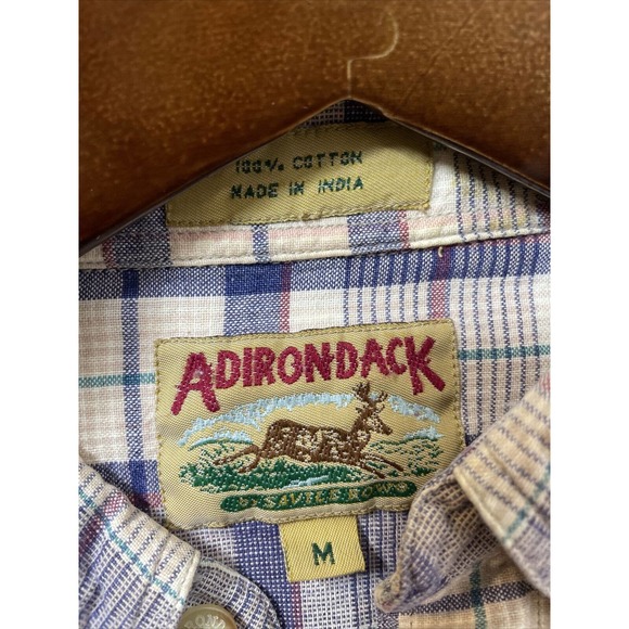 Adirondack by Savile Row Mens Medium Plaid Cotton Flannel‎ VINTAGE - Picture 4 of 4